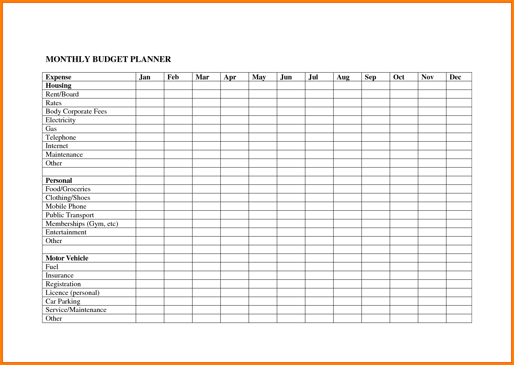 Free Bill Budget Template And Simple Budget Template