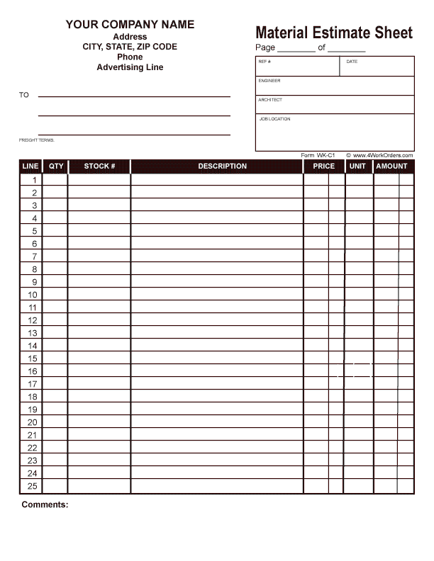 Free Construction Estimate Template Excel And Free Construction Estimate Template Download