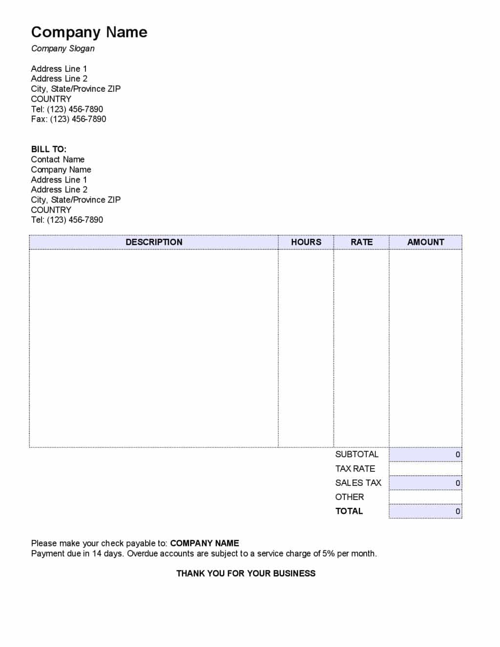Free Invoice Template For Small Business And Free Printable Small Business Invoice
