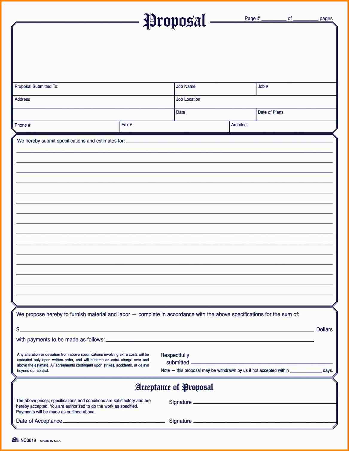 Free Sample Estimate Forms For Contractors And Free Contractor Bid Proposal Forms