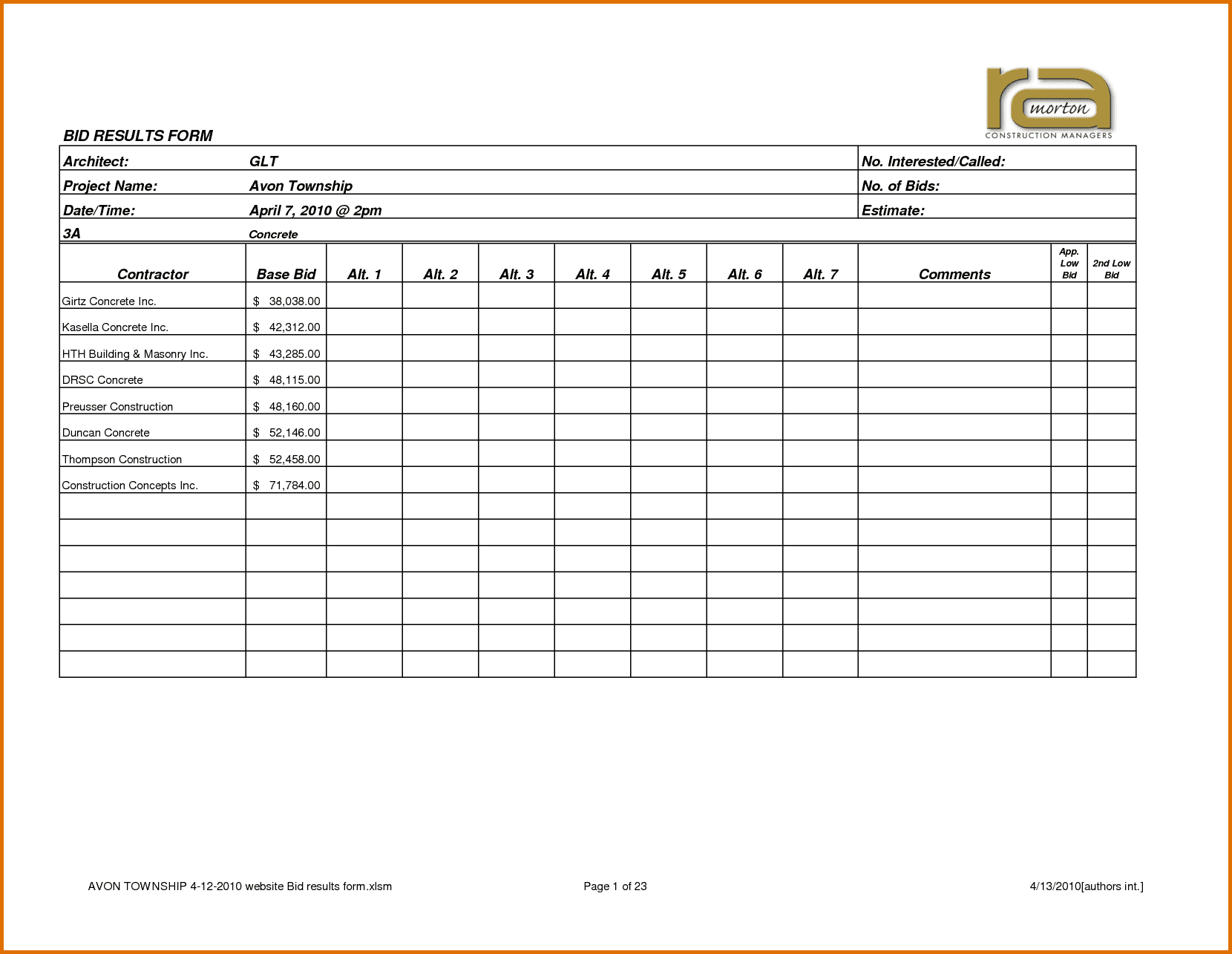 Free Template For Painting Contractor Estimate And Project Estimate Template