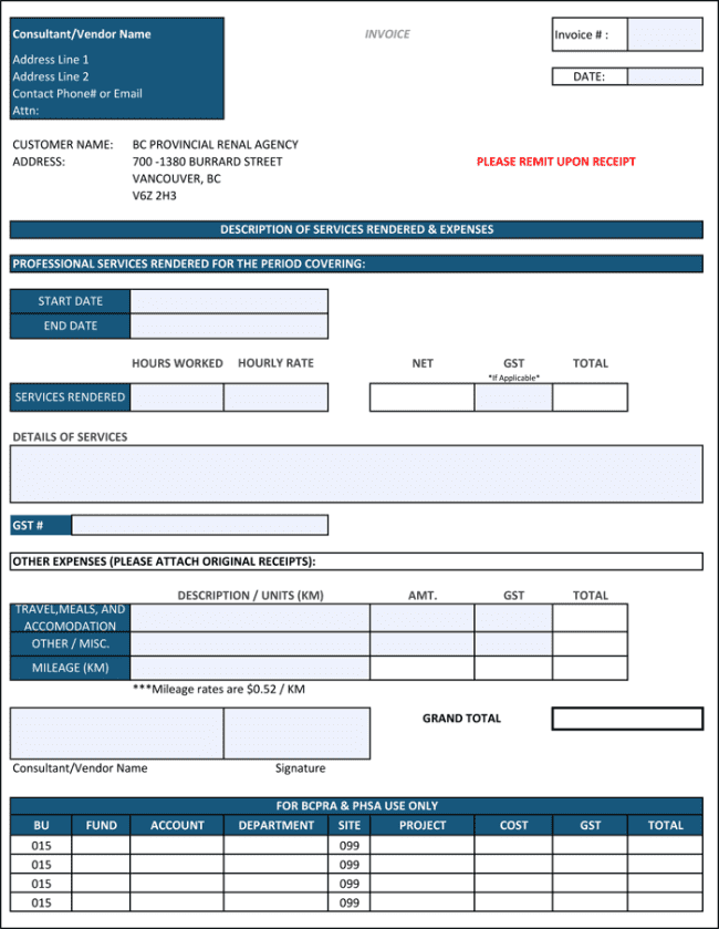 Invoice Template For Contract Work And Invoice Template For General Contractor