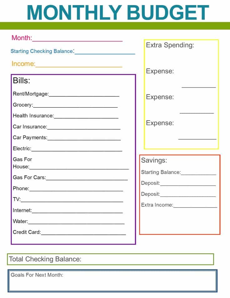 Monthly Bill Budget Template And Monthly Bill Budget Template