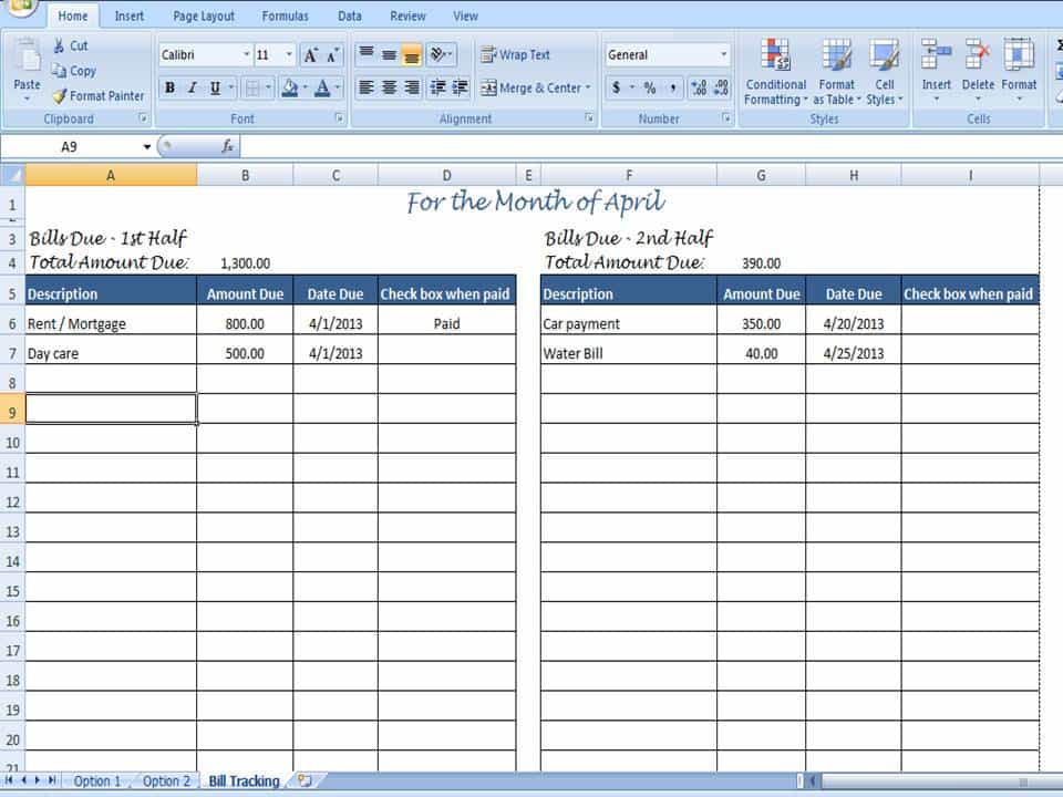 Monthly Bill Organizer Template Excel And Financial Planning Spreadsheet
