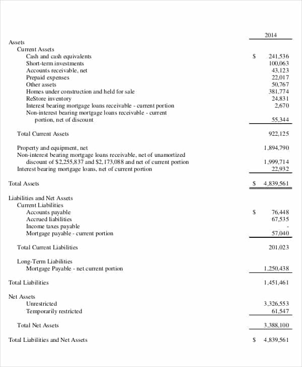 Non Profit Balance Sheet Template Excel And Accounting Standards For Not For Profit Organizations