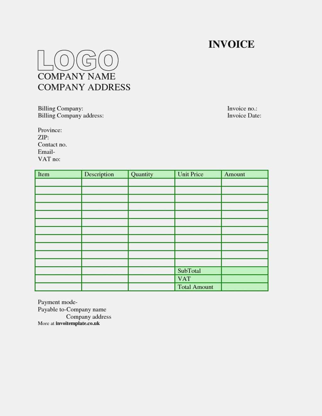 Office Bill Of Sale Template And Editable Invoice Template Word