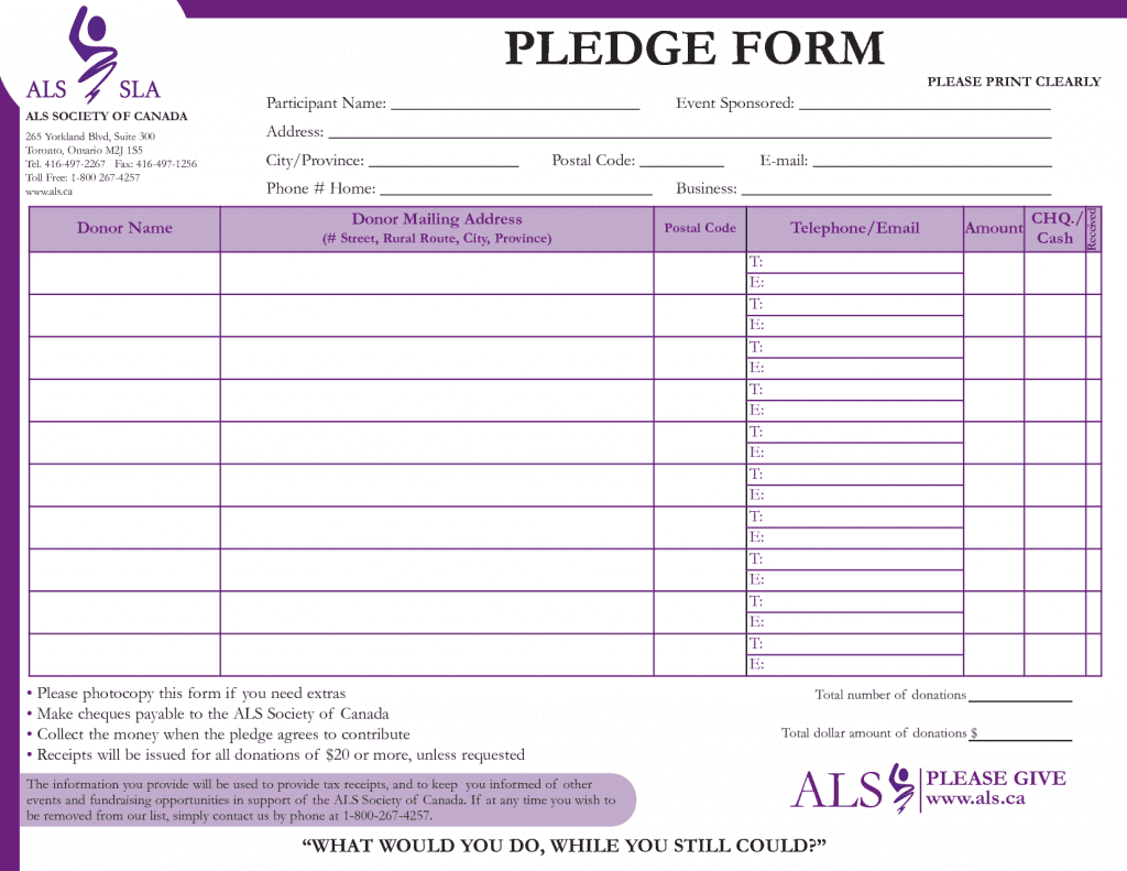 Printable Donation Form Template And Donor Pledge Form Template