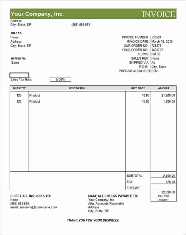 Professional Service Invoice Template Excel And Consultant Invoice Template Word Doc