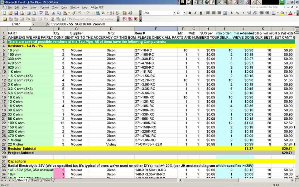 Sample Bill Of Materials Excel And Sample Of Bill Of Materials For Electrical