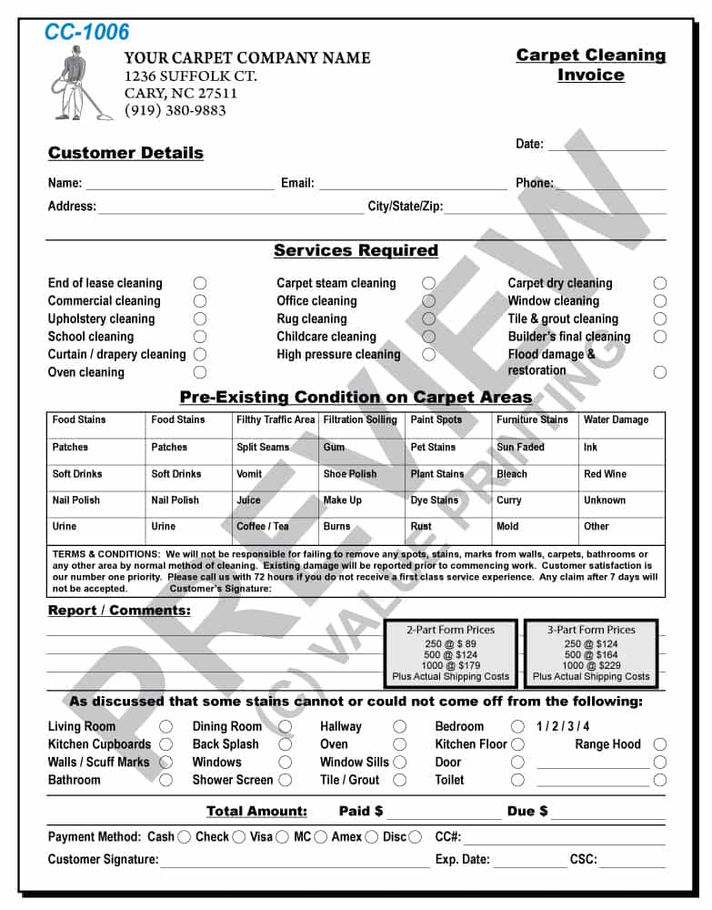 Sample Carpet Cleaning Invoice And Carpet Cleaning Receipts Examples