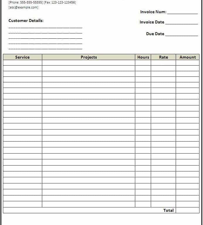 Service Invoice Template Word Download Free And Free Printable Service Invoice Forms