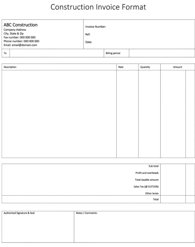 Subcontractor Invoice Template And Free Invoice Template For Roofing Contractors
