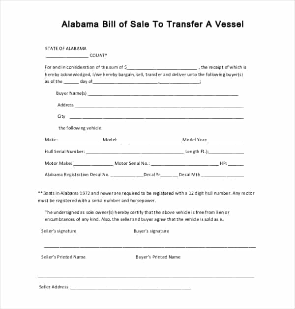 Alabama Bill Of Sale Jefferson County And Generic Bill Of Sale Form