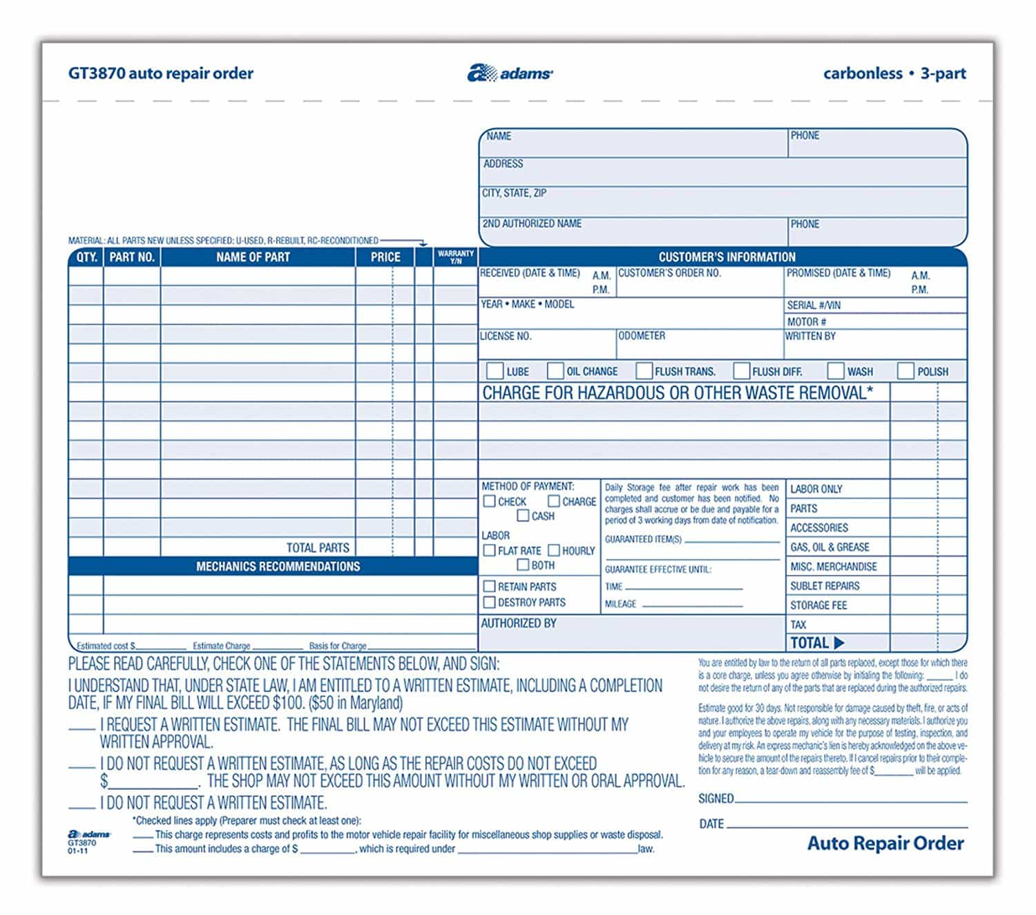 Auto Repair Invoices Template For Free And Fake Auto Repair Receipt