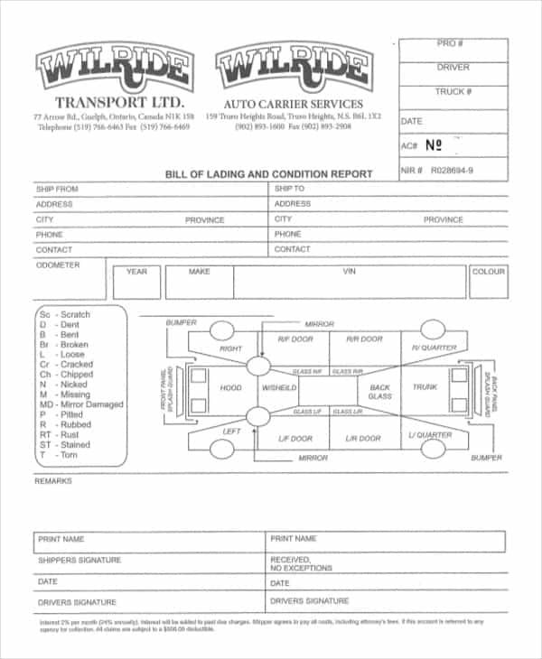 Bill Of Lading Template Excel 2003 And Simple Bill Of Lading Template