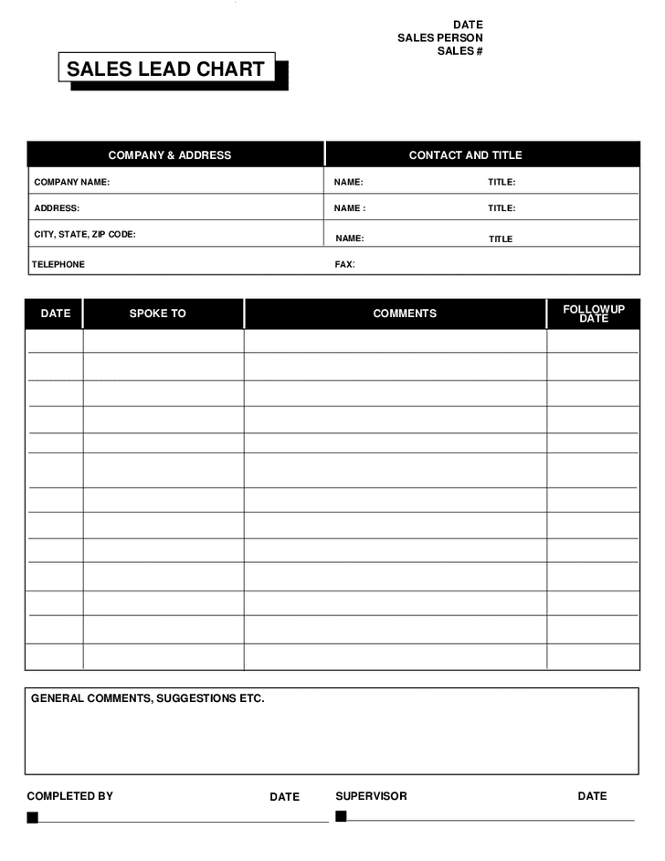 Car Sales Lead Sheet Template And Free Sales Lead Form Template