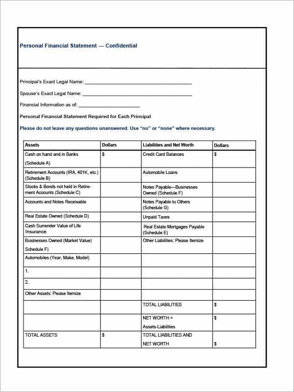 Financial Statement Template Xls And Business Financial Statement Form