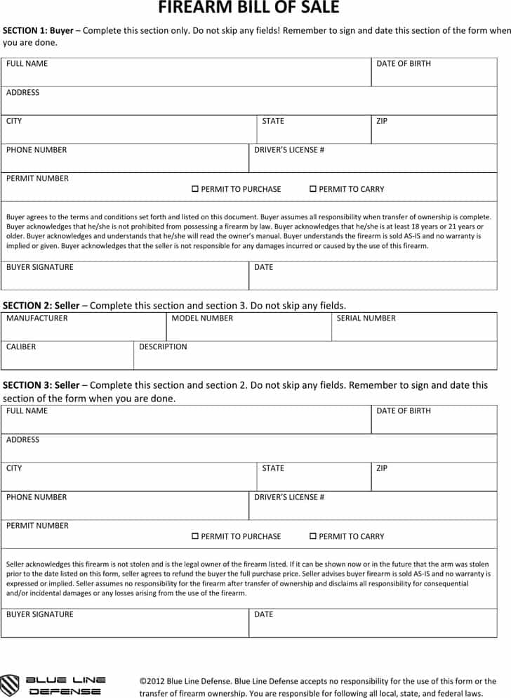 Firearm Bill Of Sale Texas And Transfer Of Gun Ownership Form