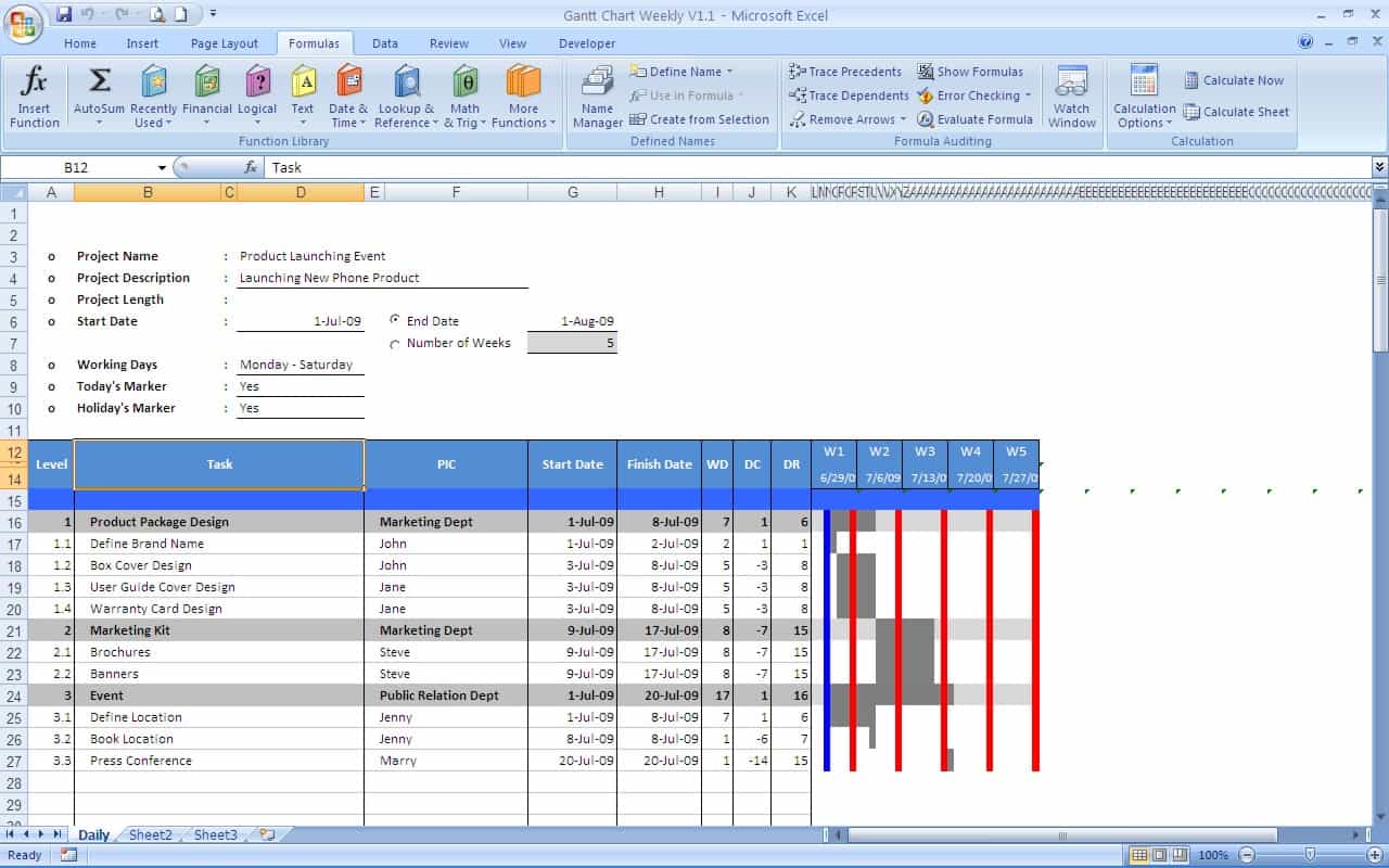 Free Excel Project Management Tracking Templates And Project Planning Calendar Template