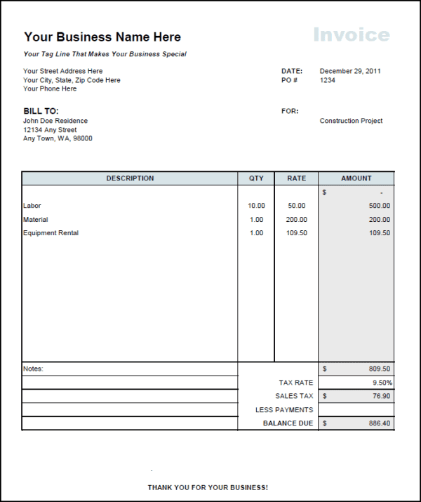 Independent Contractor Invoice Template Free Download And Contractors Invoice Form