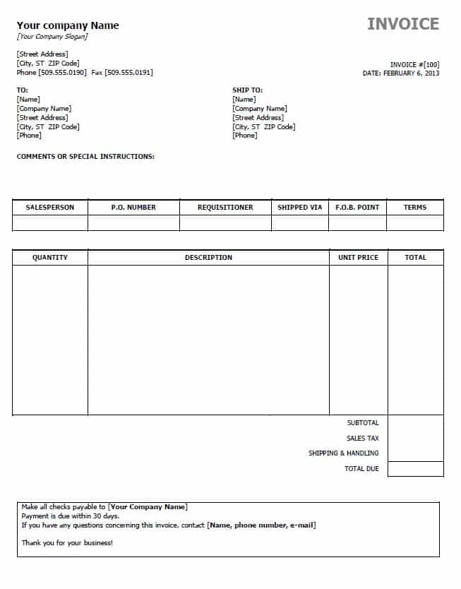 Invoice Bill Format Word Free Download And Basic Invoice Template