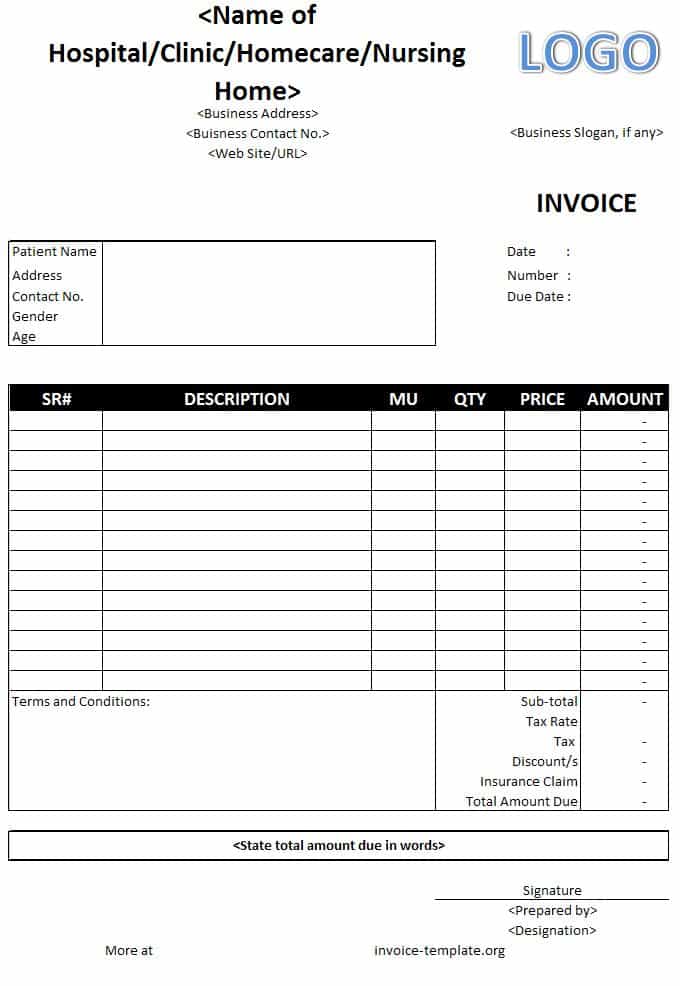 Medical Bill Format Xls And Free Invoice Forms To Print