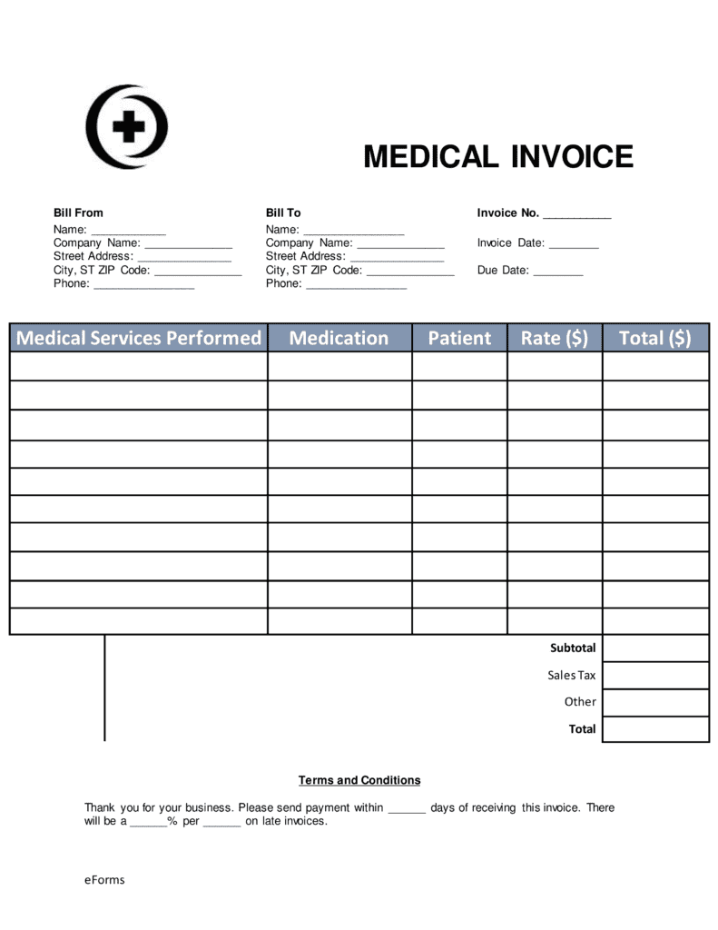 Medical Bill Receipt Format Pdf And Web Invoice Template