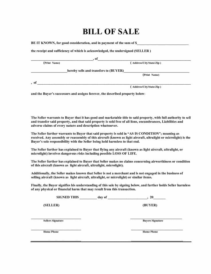 Microsoft Word Boat Bill Of Sale Template And Free Printable Bill Of Sale