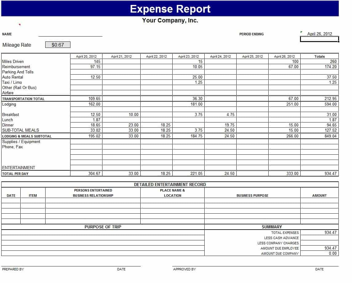 Monthly Expense Report Template Excel And Printable Income And Expense Form