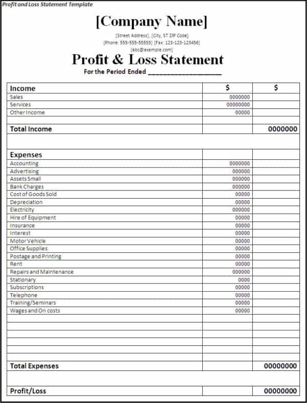 Monthly Income Statement Template And Free Accounting Spreadsheet Templates For Small Business