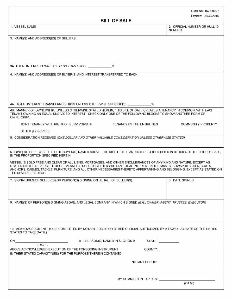 Notarized Bill Of Sale Template For Car And Bill Of Sale Example