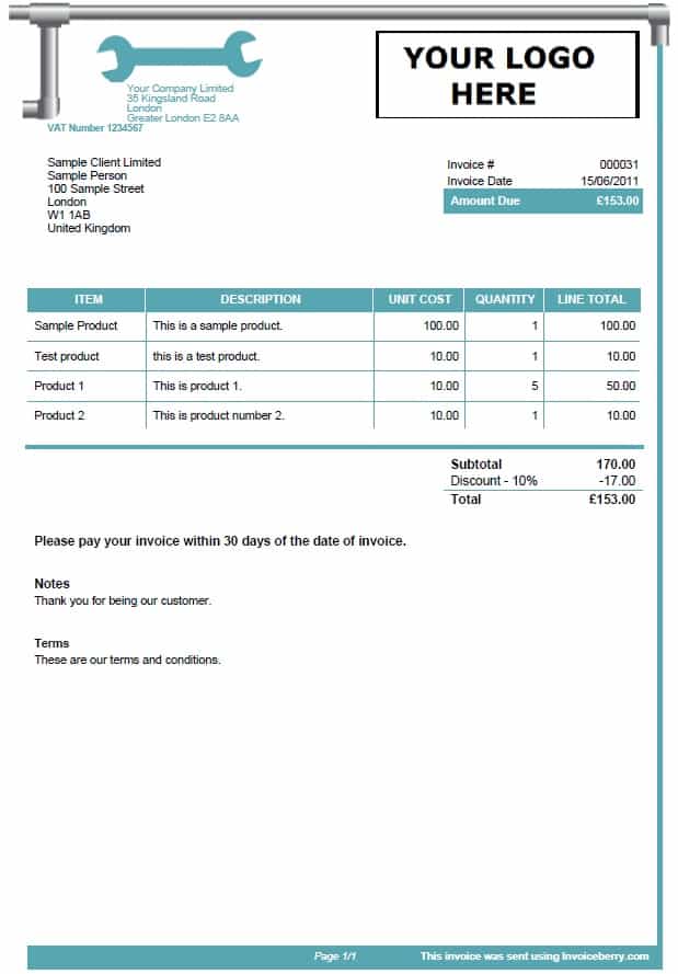 Plumbing Invoice Template Pdf And Plumbing Invoice Examples