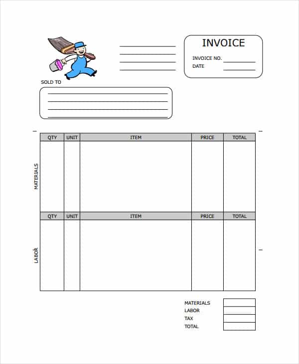 Sample Invoice For House Painting Job And Free Printable Painters Invoice