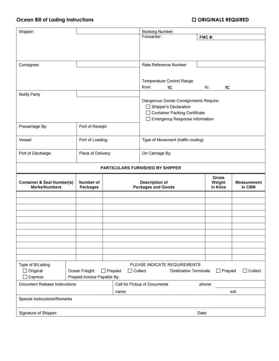 Straight Bill Of Lading Short Form And Download Blank Bill Of Lading