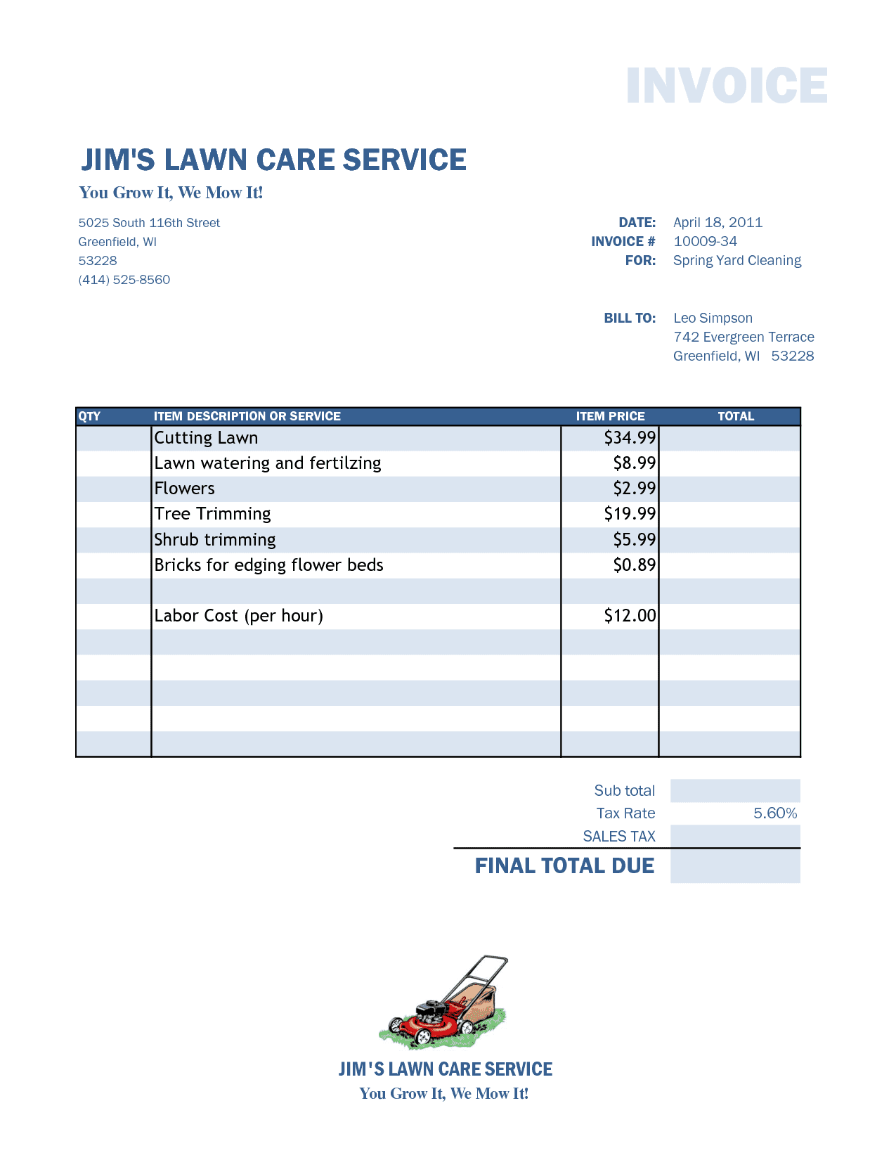 Landscape Invoice Template Excel And Business Invoice Template Excel