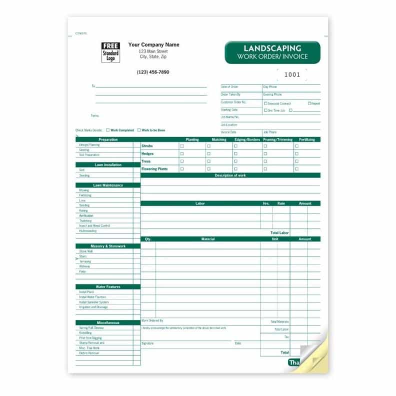 Landscape Invoice Template Excel And Landscaping Invoice Book