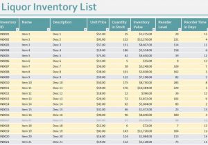Bar Inventory Sheet Sample and Liquor Inventory Spreadsheet Free Download