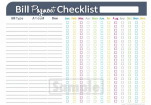 Bill list template and printable bill pay checklist