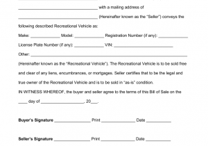 Bill Of Sale Template For Boat Motor And Trailer And Trailer Bill Of Sale Template Ontario