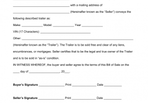Boat Bill Of Sale Canada And Horse Trailer Bill Of Sale Template