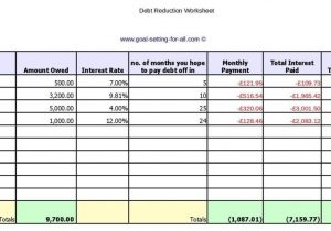 Budget And Debt Reduction Spreadsheet And Monthly Debt Reduction Spreadsheet