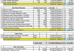 Building Cost Estimate Excel Spreadsheet and Tracking Construction Costs Spreadsheet
