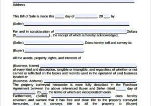 Business Bill Of Sale Template Free And Business Purchase Agreement Pdf