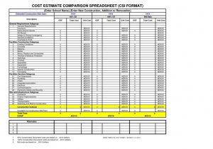 Construction Estimating Excel Spreadsheet Free and Construction Cost Estimate Vs Actual Spreadsheet