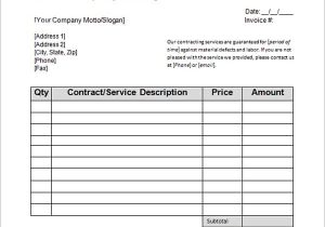 Contractor Invoice Template Excel And Material And Labor Invoice Template