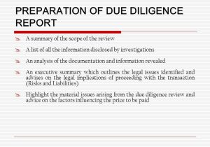 Example Of A Due Diligence Report And Due Diligence Report Commercial Property