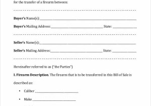 Firearm Bill Of Sale Nc And Private Transfer Of Firearm Form