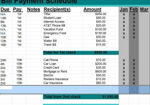 Free Bill Payment Schedule Template And Payment Schedule Template Contract