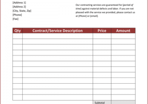 Free Contractor Invoice Template Microsoft And Sample Invoice For Independent Contractor