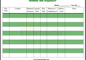 Free Printable Monthly Bill Organizer Template And Free Monthly Budget Template